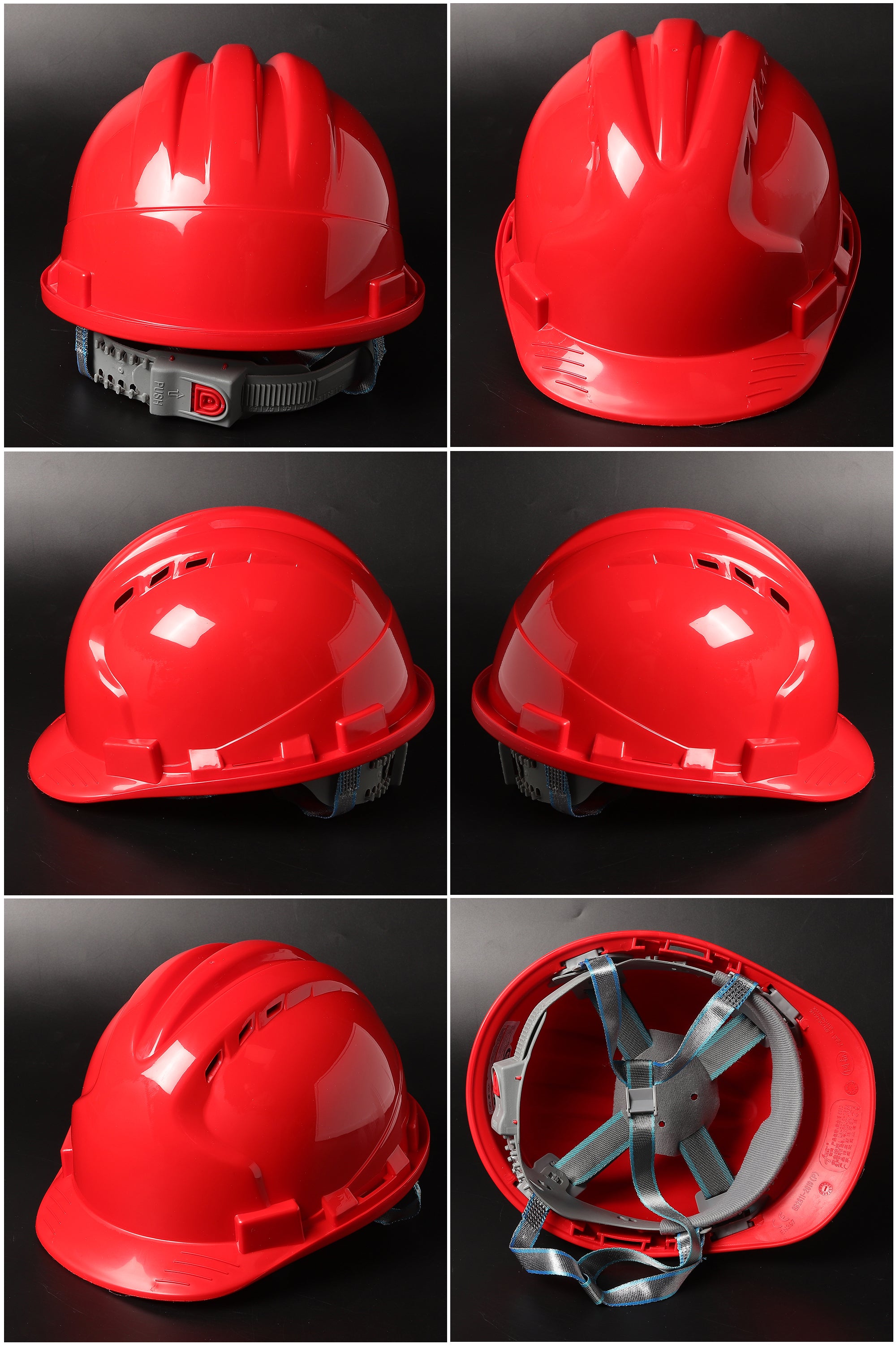 538-C Button-Adjust Hard Hat - Vented PP/PE Safety Helmet