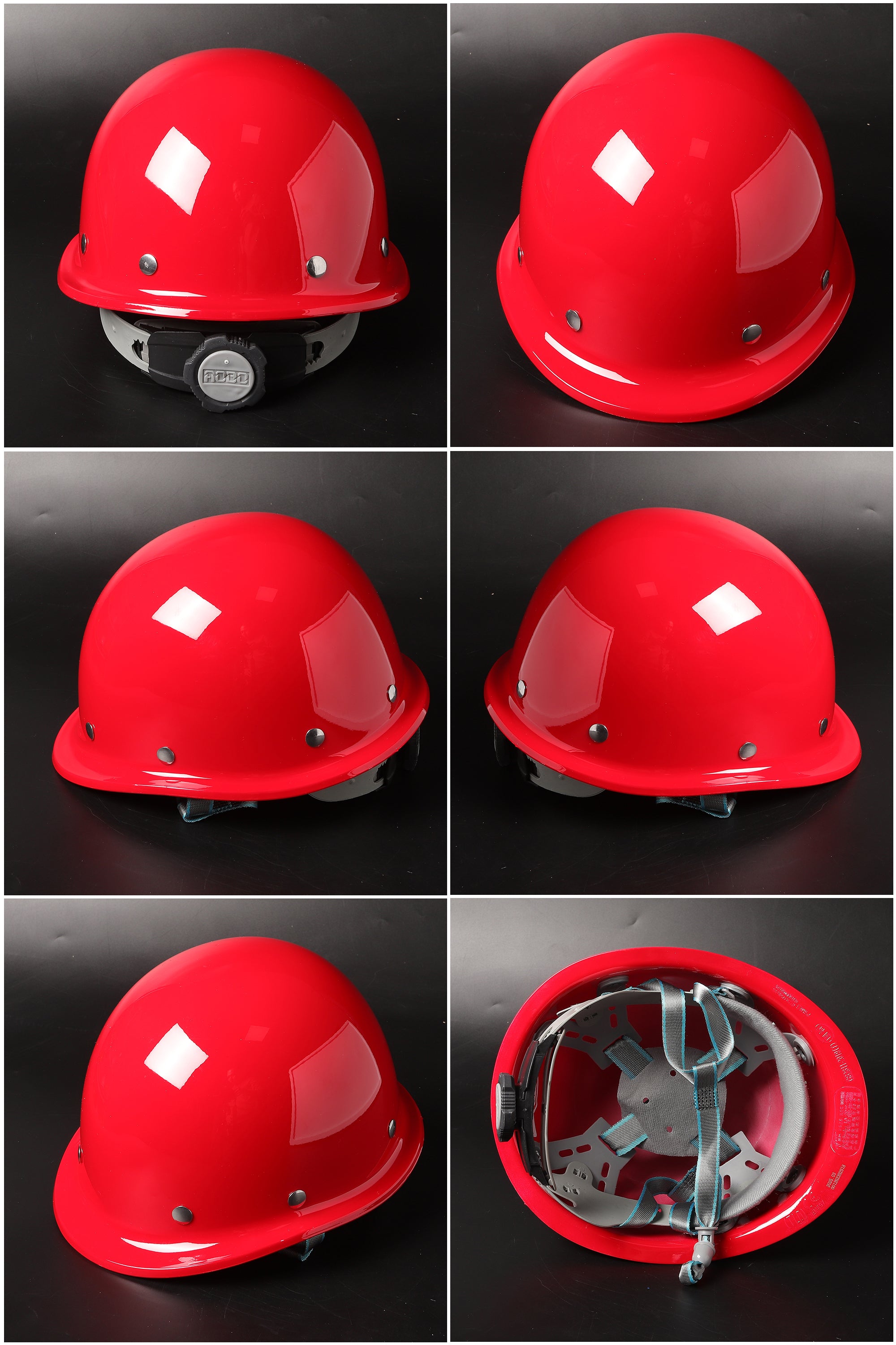 Steel-Rivet Ratchet Hard Hat - Round-Crown SMC Helmet