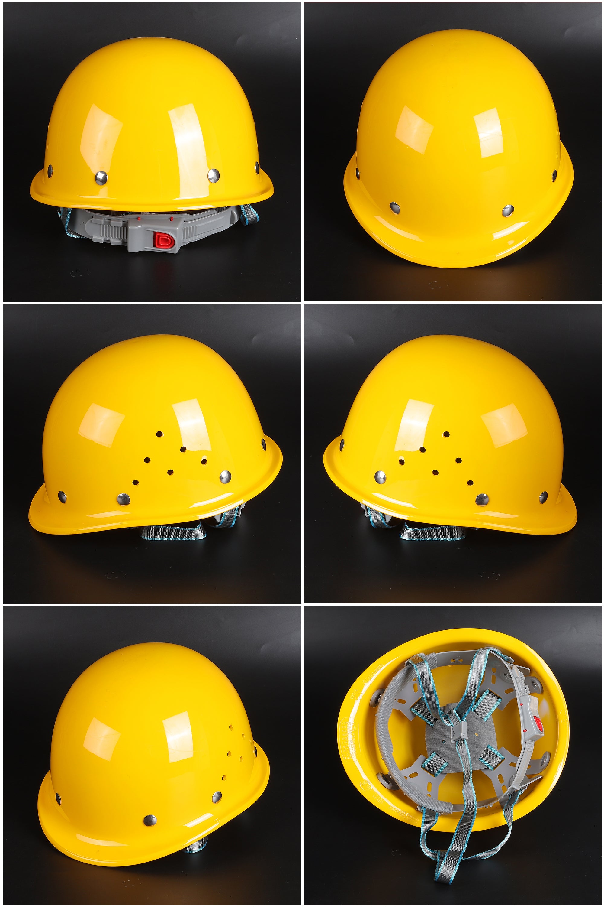 Steel-Rivet W Button-Adjust Hard Hat - Round-Crown PP/PE Helmet