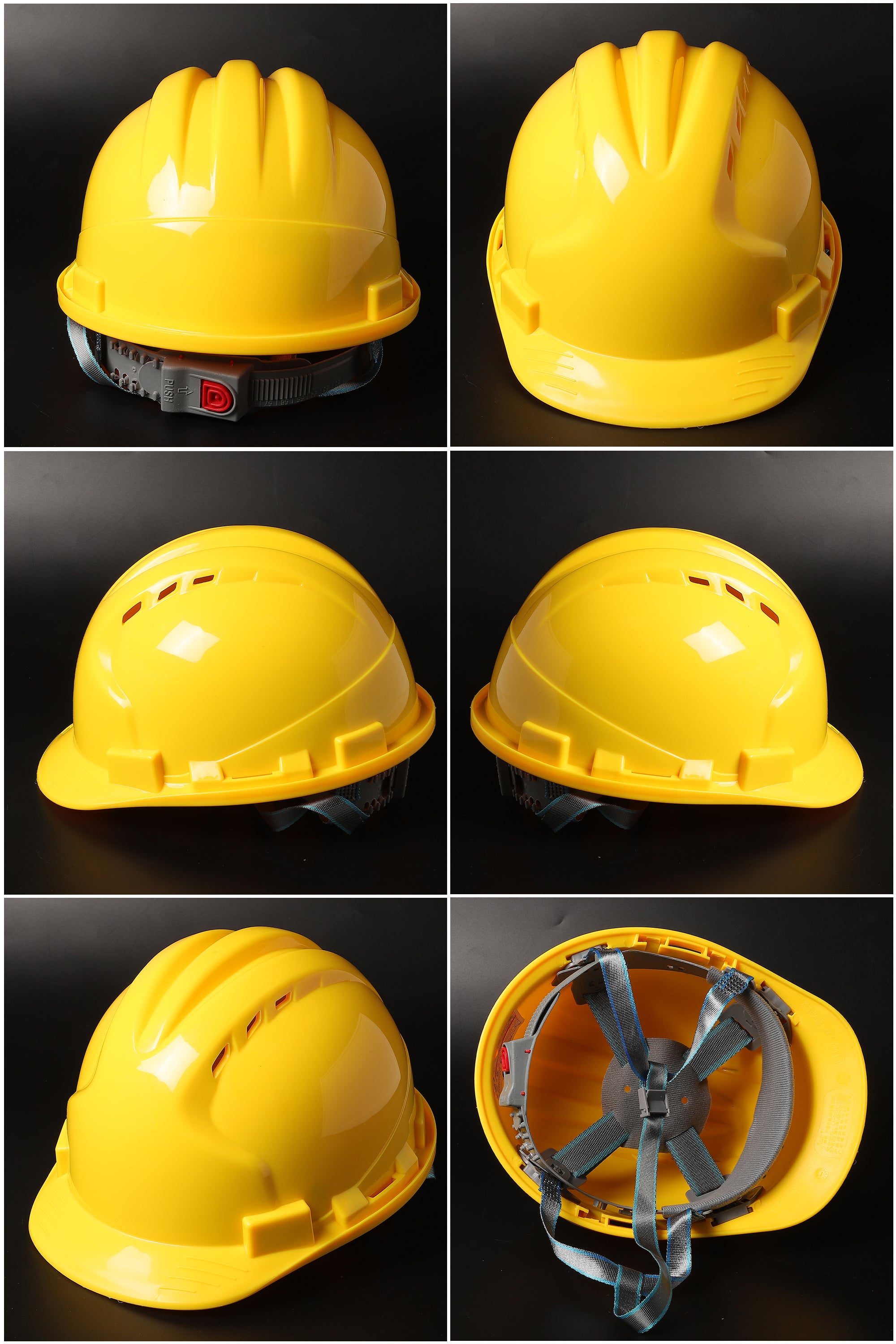 538-C Button-Adjust Hard Hat - Vented PP/PE Safety Helmet