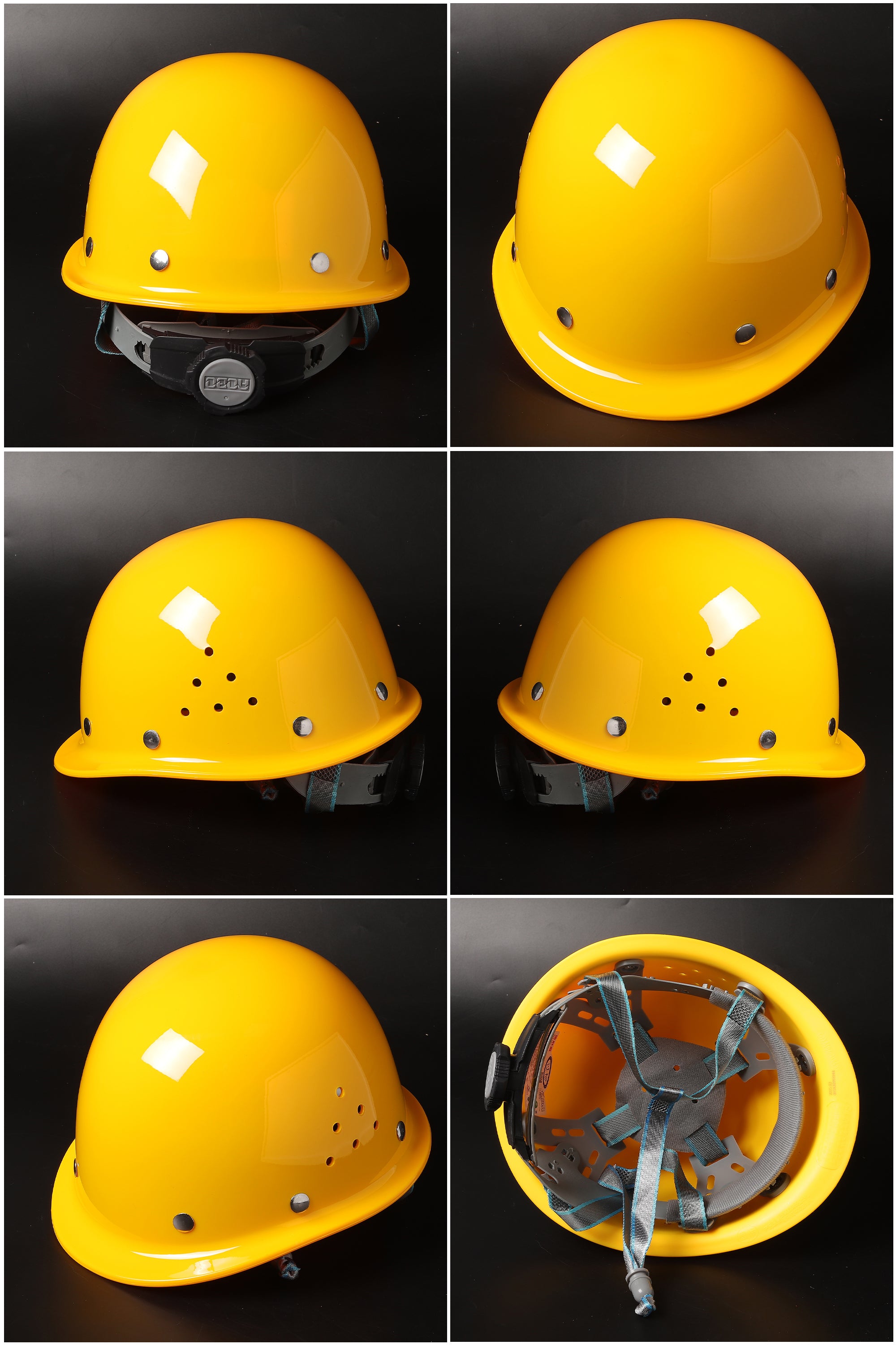 Steel-Rivet G Ratchet Hard Hat - Vented Round-Crown PP/PE Helmet