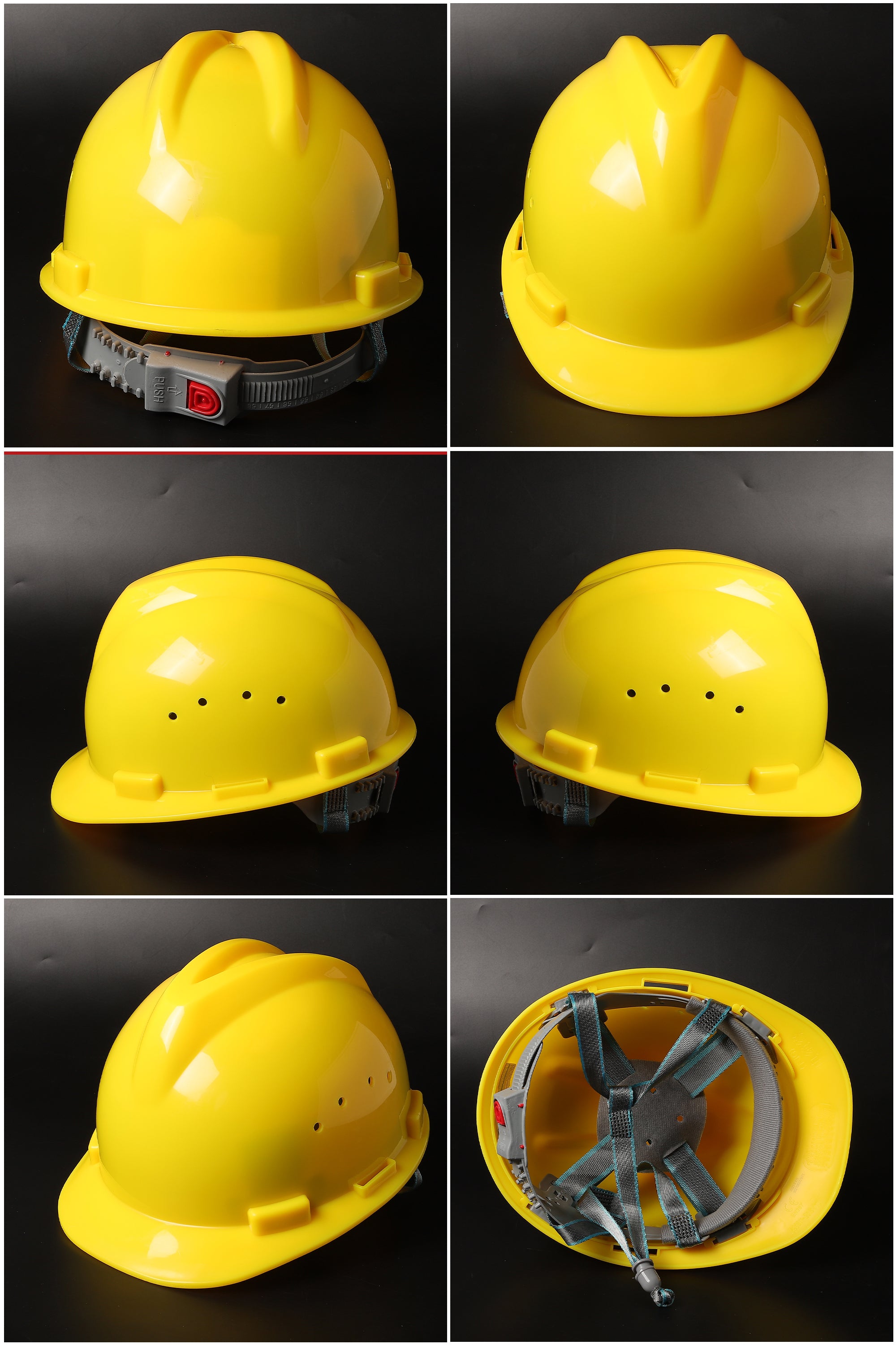 New V216 Button-Adjust Hard Hat - V-Ridge PP/PE Safety Helmet