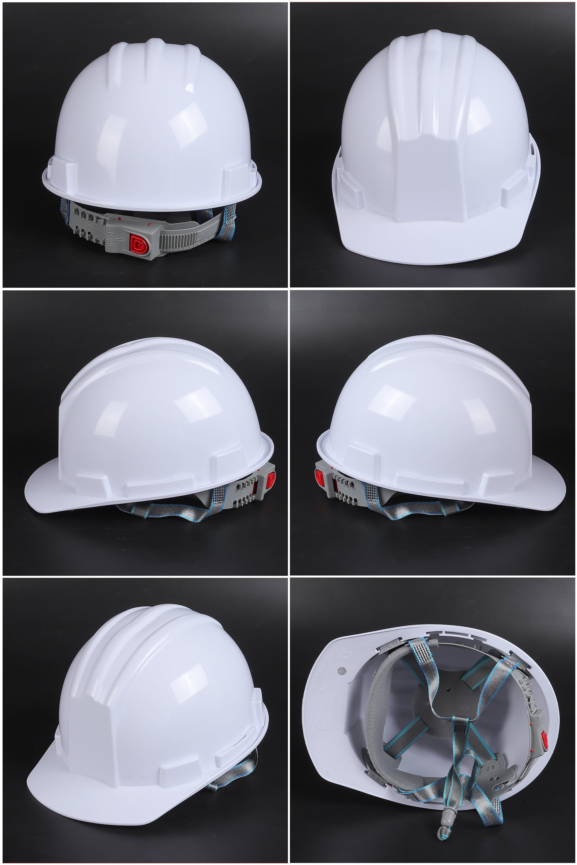 618 Button-Adjust Hard Hat - ABS Ribbed Cap-Style Safety Helmet