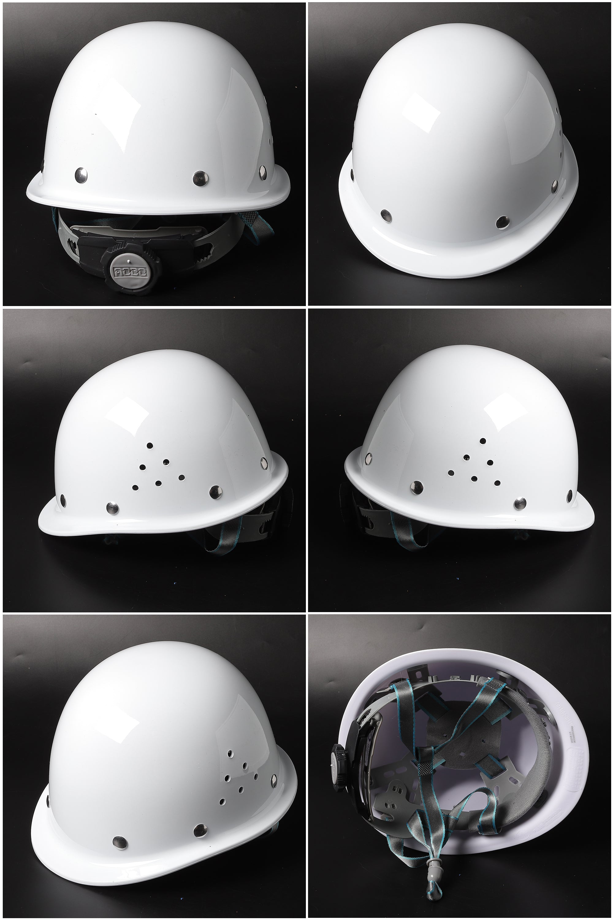 Steel-Rivet G Ratchet Hard Hat - Vented Round-Crown PP/PE Helmet