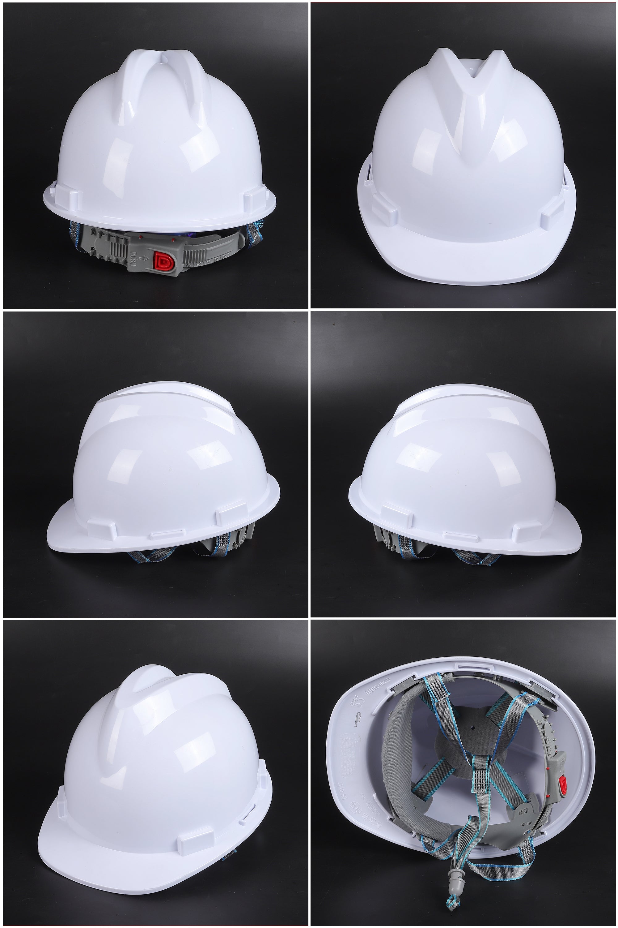 A4 Button-Adjust Hard Hat - ABS Ribbed Cap-Style Safety Helmet